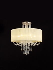 Freida French Gold-Ivory Cream Crystal Ceiling Lights Diyas Shaded Crystal Fittings